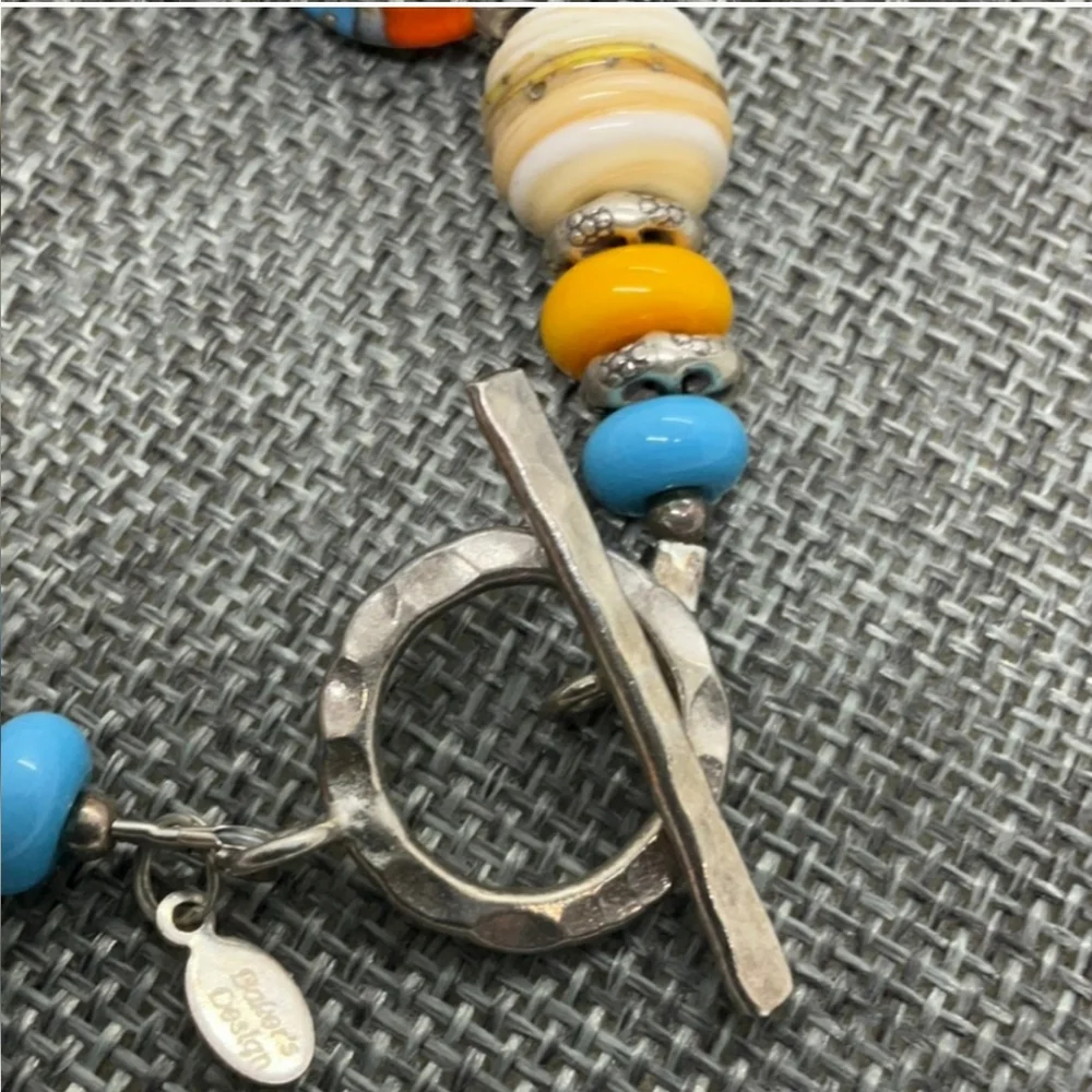 Baker's Design Ceramic silvered drops Beaded Bracelet With Toggle Clasp - Picture 3 of 11